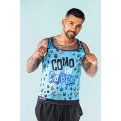 RUNNING SHIRT #COMOUNACABRA Voor HEREN - KAMUABU Blauwe Tanktop