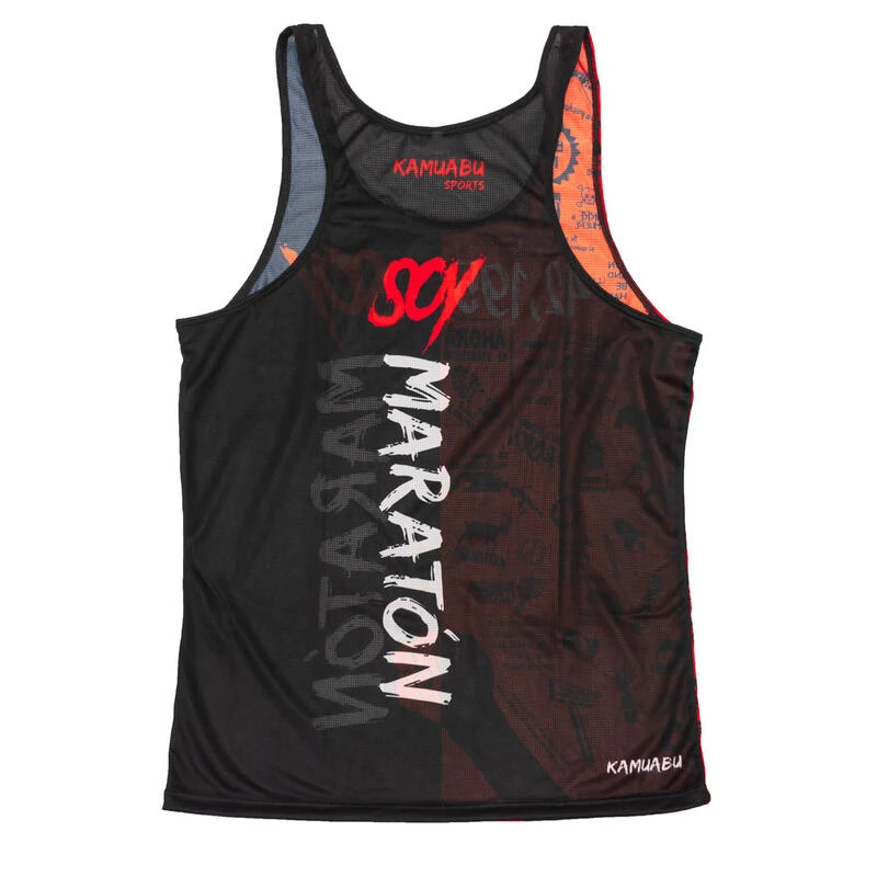 RUNNING SHIRT #SOYMARATON Voor HEREN - KAMUABU Rood/zwarte Tanktop 4 RUNNING SHIRT #SOYMARATON Voor HEREN - KAMUABU Rood/zwarte Tanktop - Afbeelding 2